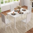 thumbnail image 3 of MIERES 5-Piece Dining Table Set for 4 with Faux Marble Top & Velvet Chairs, Space Saving Modern Kitchen Table Set for Small Spaces, Apartments, 3 of 9