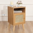 thumbnail image 4 of Xilingol Rattan Nightstand with Charging Station USB Ports & Power Outlets, Boho Wooden Bedside Table End Table for Living Room and Bedroom, 4 of 7