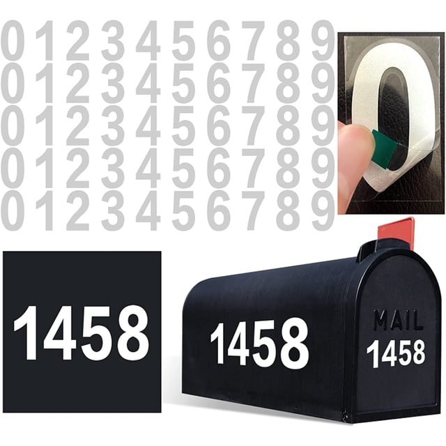 Woeilo 2 inch Mailbox Numbers for Outside, 50 PCS Reflective Number Stickers with Sticky Tab for Easy Backing Separation, Pre-cut for Effortless Align, Strong Self Adhesive Vinyl Address Numbers