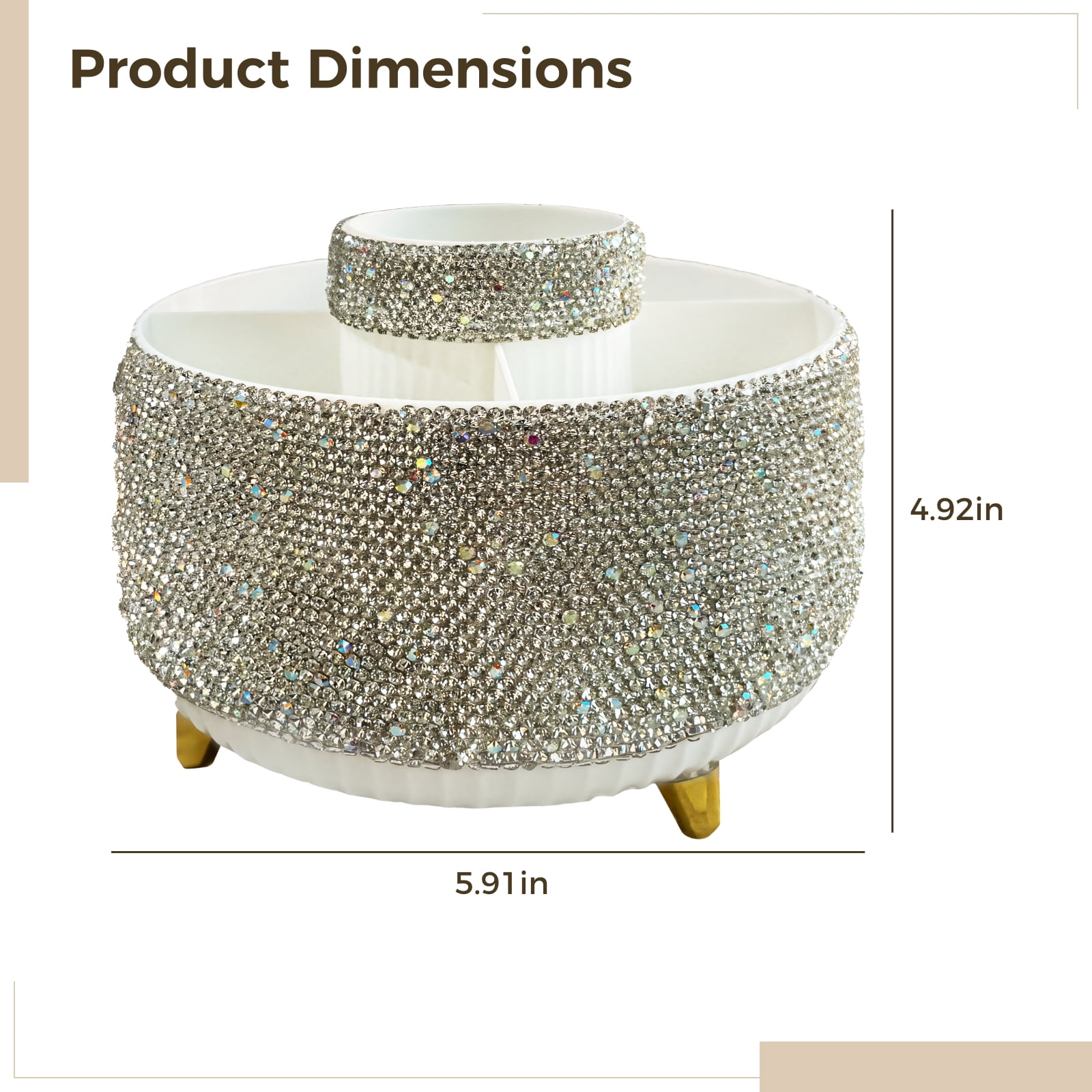White Bling Office Accessories Organizer, 6 in Desk Accessories Holder for Women Office Organized Workspace