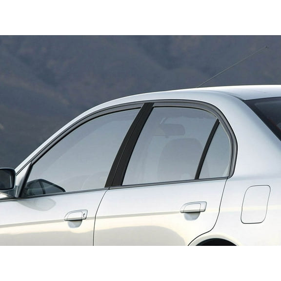 Rvinyl Pillar Post Window Trim Compatible with Honda Civic 2001-2005 (Sedan) - Matte (Black)