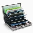 thumbnail image 3 of 10 Card Slots Storage Box Driver License Storage Card Holder Stainless Steel Anti-Theft Brush bank Credit Card Metal Card Bag - Black, 3 of 5