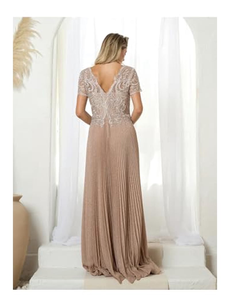 Women's Eva USA 5241 Mother Of Groom Metallic Dress Dusty Rose Pink L -  Walmart.com