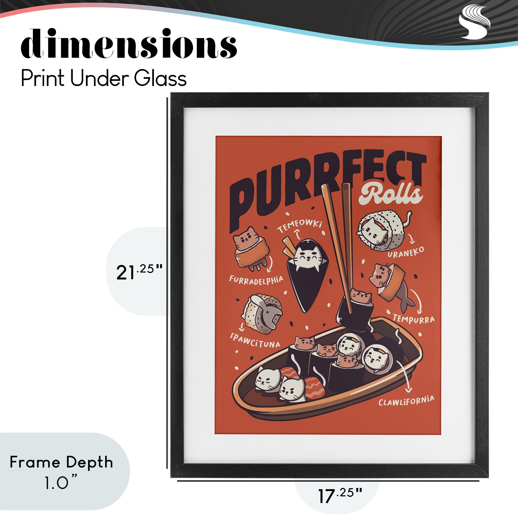 Stupell Industries Purrfect Rolls Sushi Cats Black Framed Print Under Glass, design by Tobe Fonseca