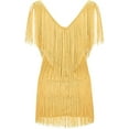 thumbnail image 3 of Coduop Women Tassel Tiered Mini Dresses V-Neck Spaghetti Straps Sparkly Short Party Dress, 3 of 4