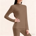 thumbnail image 2 of successthop Womens Thermal Underwear Sets Winter Plus Size Lightweight Soft Long Sleeve Crewneck Tops and Leggings Brown, 2 of 5