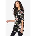 thumbnail image 4 of Roaman's Women's Plus Size Floral Y-Neck Pintuck Tunic – Adjustable Long Sleeve Button-Front, Relaxed Shirt Style, 4 of 6