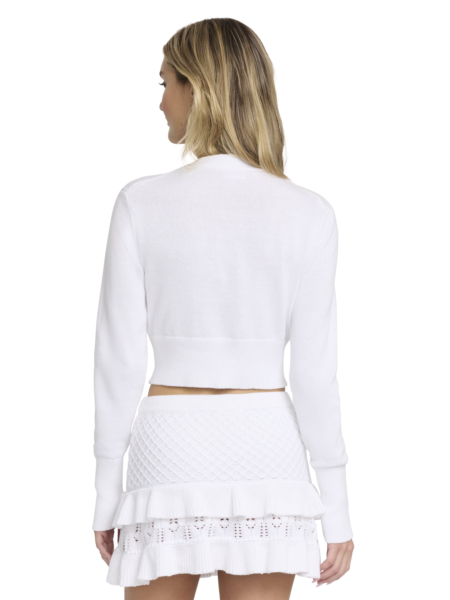 Mills by Millie Bobby Brown Women's Long Sleeve Crop Tie Front Sweater, Sizes XXS-XXL