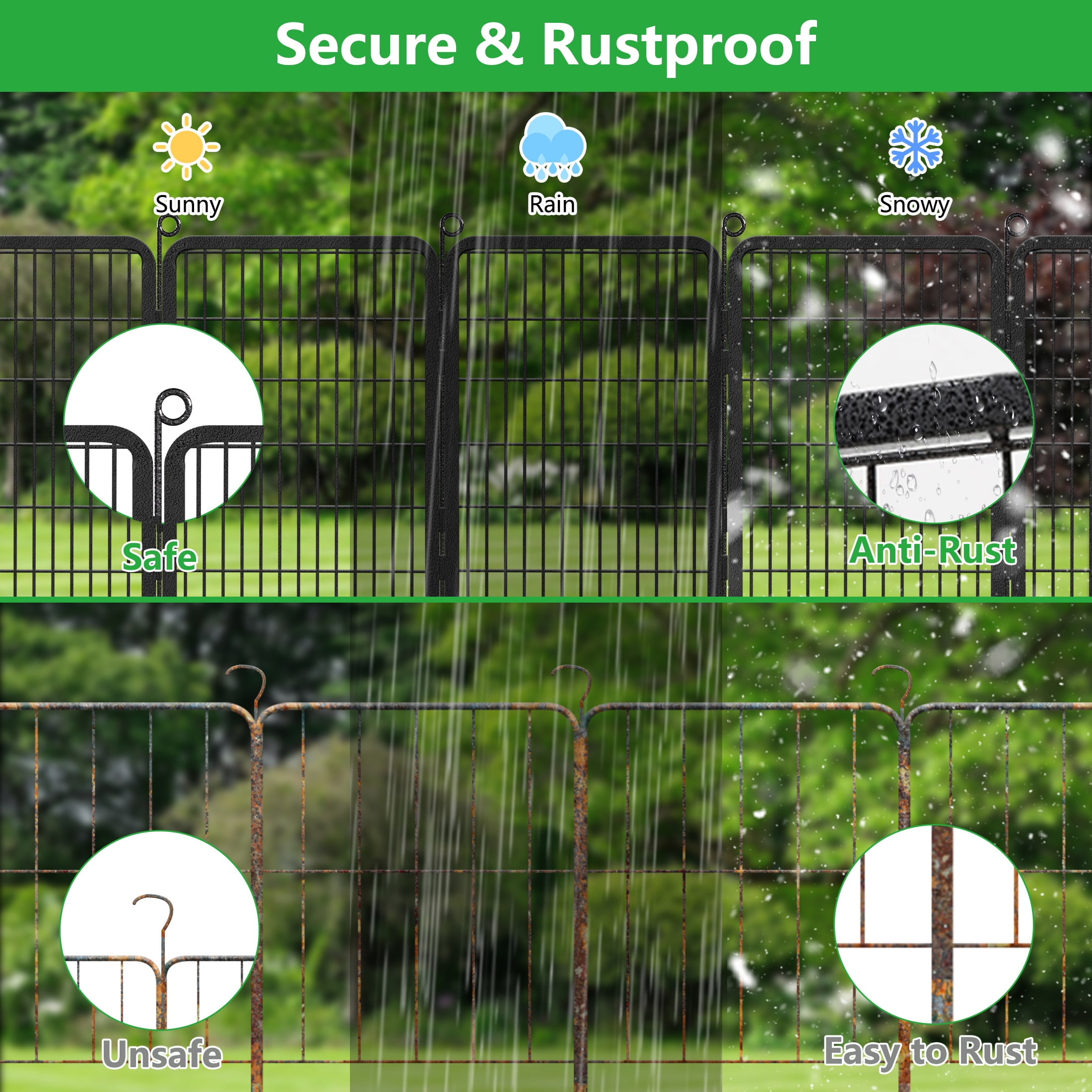 Garden Fence 95ft(L)×40in(H) No Dig Fence Panels with Gate Fencing for Yard Animal Barrier Decorative Garden Fencing for Backyard Patio Garden Fences and Borders for Dogs