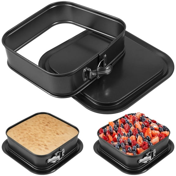 kitwin Springform Pan Non-Stick Cheesecake Baking Pan Metal Square/Rectangle Cake Lock Making Pan with Removable Loose Base Leak-Proof Bakeware Dishwasher Safe for Home Kitchen DIY