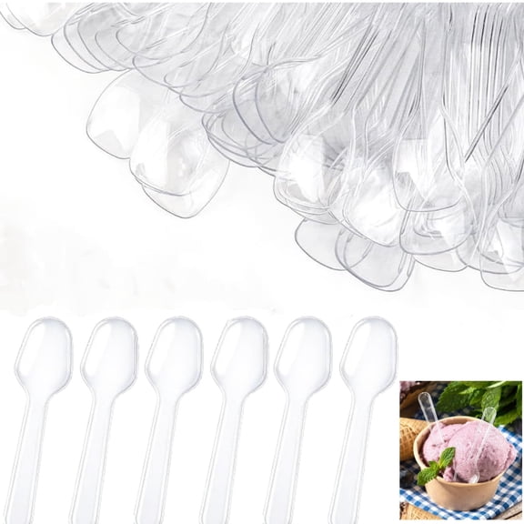 Mini Tasting Spoons Disposable,Small Sample Spoons for Tasting Dessert Spoon for Cake, Yogurt, Jello, Jam and Pudding, 500Pcs, Clear