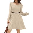thumbnail image 3 of Womens Square Neck Long Sleeve Fall Dresses Casual Babydoll Sweater Dress, 3 of 7