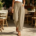 thumbnail image 2 of Sevevn Women's Soft Loose Barrel Casual Pants Elastic Stretch Waist Conceal Rollable Cuff Design Lightweight Spring Fall Beach Outfits, 2 of 6