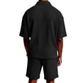 thumbnail image 5 of Mens Vacation Outfits Casual Tracksuit Short Sleeve Golf Polo Shirts and Shorts Set Textured Summer Outfits Fashion Tracksuit, 5 of 8
