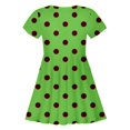 thumbnail image 4 of Robes pour Filles, Robe d'Été à Pois, Slim, Douce, Respirante, Manches Courtes, Décontractée, Verte, 8 Ans-9 Ans, 4 of 4