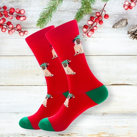 

TANGNADE Men s Warm Socks Cotton Pad Sports Leisure Socks Christmas Pattern Socks D + One size