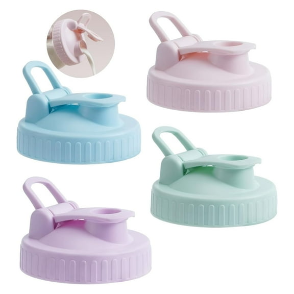 Wide-Mouth Mason Jar Pour Spout Lid - 4 Pack Colorful No Leak Mason Jar Pour Spout Lid, Mason Jar Drinking Lids with Flip Top Easy to Use, No Dripping, Easy to Clean Fit for Mason Jar Pitcher