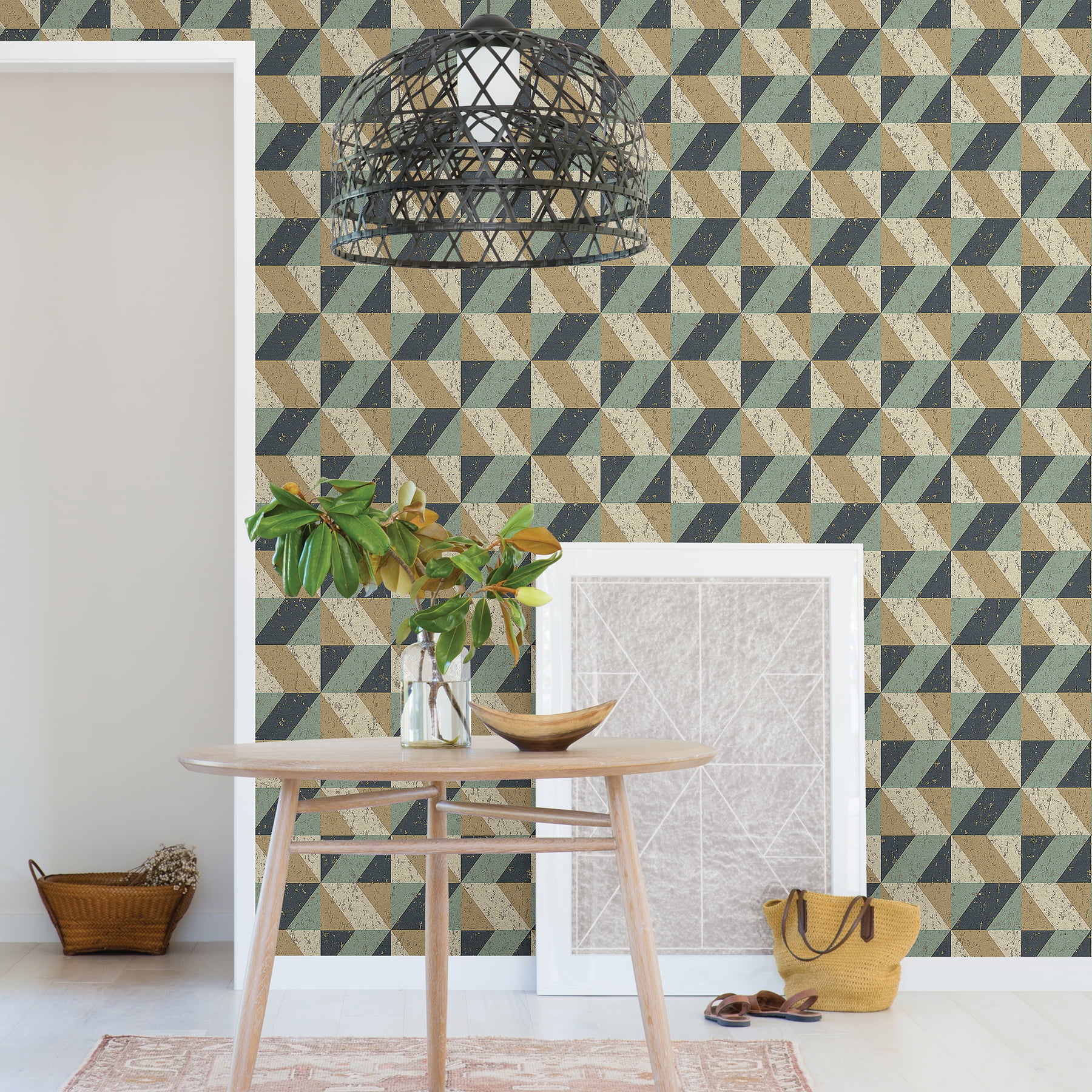 Decorline Cerium Blue Concrete Geometric Wallpaper