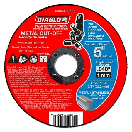 UPC: 0008925128939 | 5 in. x 0.040 in. x 7/8 in. Thin Kerf Metal Cut-Off Disc (10-Pack) (D)