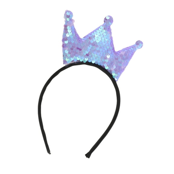 Vocoste 1 Pc Fashion Crown Sequins Headband for Women for Girls Light Purple