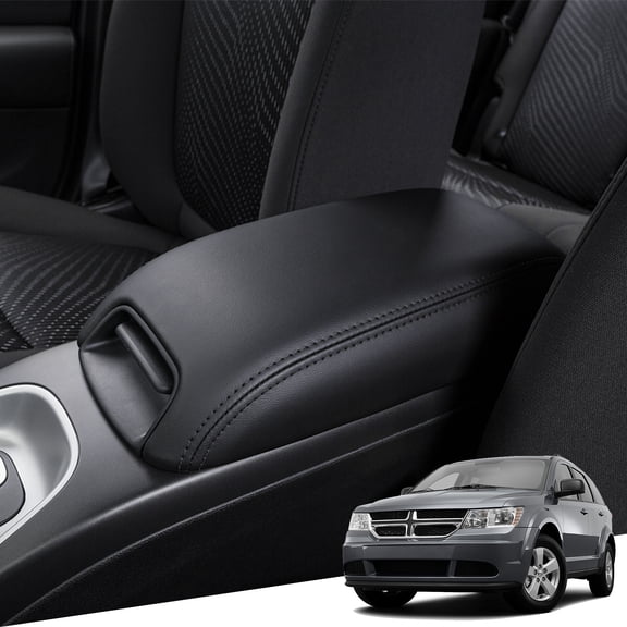 KBH Center Console Lid Cover Replacement for 2011-2020 Dodge Journey Accessories, Leather Middle Armrest Cover Protector Skin Upholstery for Car Interior