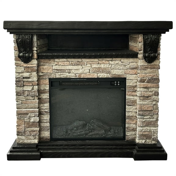 LIVILAND Farmhouse 45" Electric Fireplace in Tan