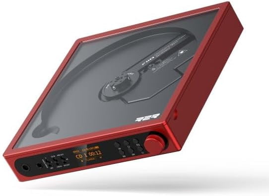 FiiO DM15 Portable Stereo CD Player with True 24Bit R2R DAC, 1150mW+1150mW High-Power Output, aptX Adaptive Bluetooth Transmitter, 24 Sound Presets, USB/CD HiFi Audio, HD Display (Red)