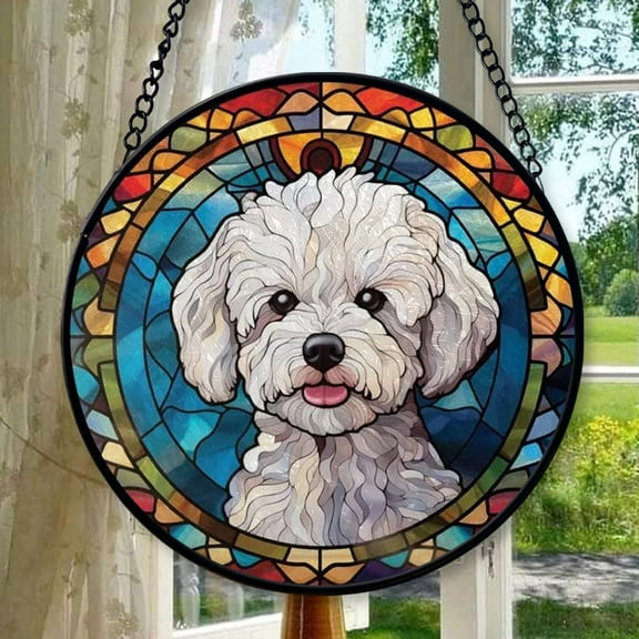 Bichon Frise: Stained Glass-Style Christmas Ornament - Made With Real Glass, Stained Glass Ornament 2025, Holiday Decoration, Seasonal Keepsake Gift, Unique Collectible, Window