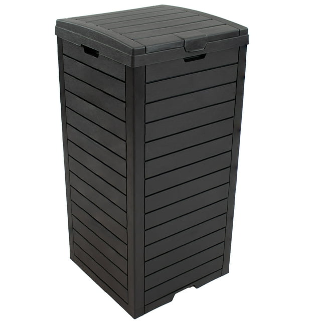 Sunnydaze Poubelle d'Extérieur - Résine de Polypropylène - Noir - 39 Gallons