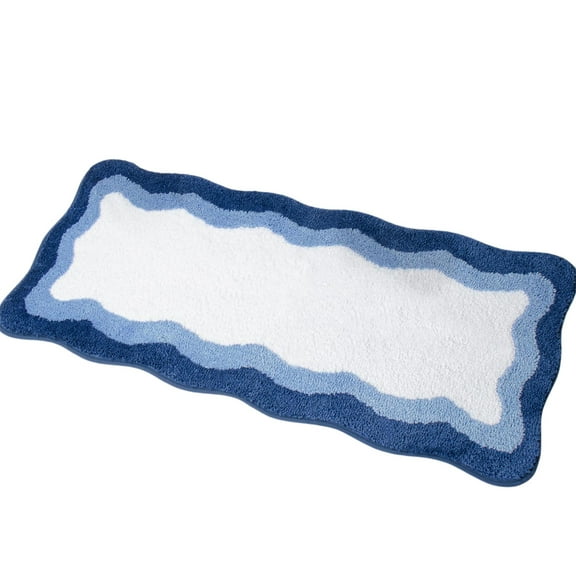 Microfiber Scalloped Bath Rug Non Slip Absorbent Bathroom Rugs Scalloped Bath Mat Cute Preppy Bath Mat for Bathroom Bathtub Shower Floor Carpet Accessories - 50*80cm