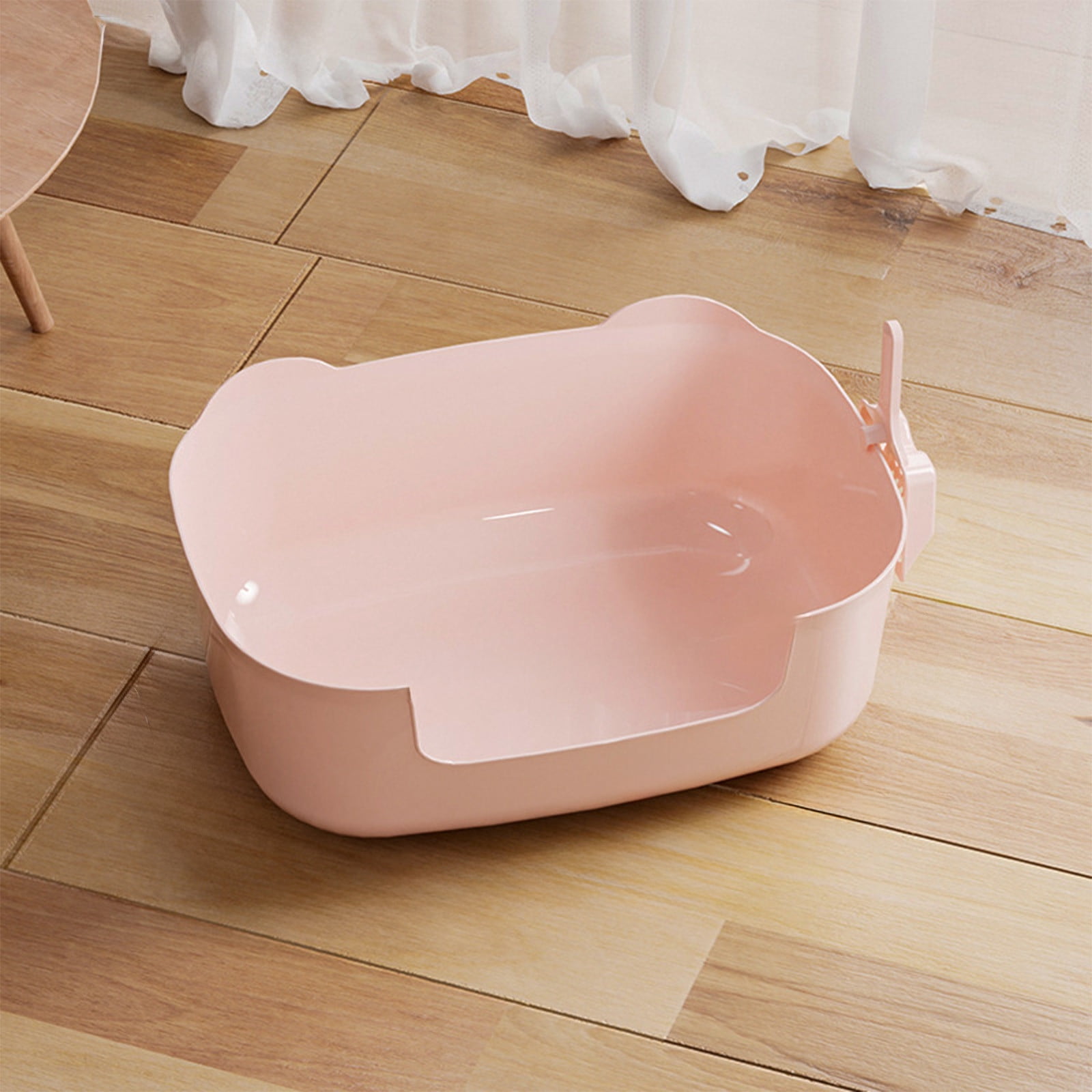 Large Cat Litter Box with High Sides, Open Kitty Litter Boxes Anti-Splashing for Indoor Cat Low Entry Cat Litter Pan for Small and Elderly Cats, Tool-Free Assembly