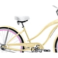 thumbnail image 4 of Wonder Wheels 26" Beach Cruiser Shimano Nexus Inter 3 Speed Bicycle, Bike, Coaster Brake Stainless Steel Spokes One Piece Crank Alloy Pink Rims 36H W/ Fenders - Vanilla, 4 of 10