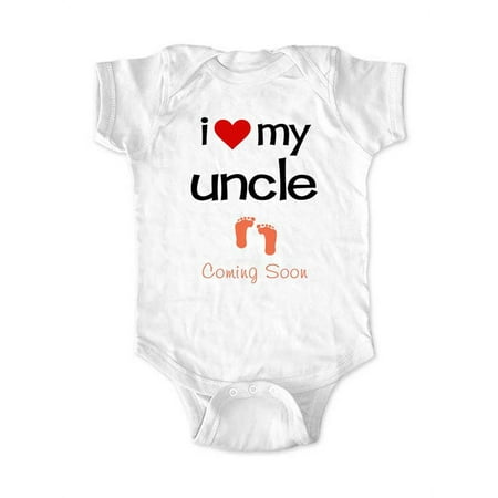 I love my uncle Coming Soon - Surprise brother baby birth pregnancy announcement - wallsparks cute & funny Brand - White Newborn Size (0-3 Mos) Unisex