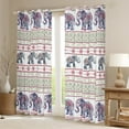thumbnail image 2 of Manfei Cartoon Hippie Elephant Black Out Curtains for Teen, Vintage Damask Floral Curtains Pack of 2 (42x63 Each), Western Triangle Bedroom Curtains, Window Curtains Decor, 2 of 6