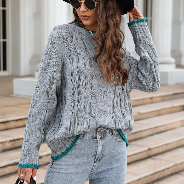 Blue Cable Knitted Denim Look Leggings