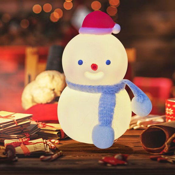 COM1950s Snowman Led Night Light,Portable Battery Operated Night Light,Cute Mini Desk Lamp for Home Decor,Adults Room Decor