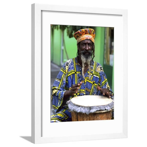 Rasta Jamaican Reggae Performer, St. John, Antigua Framed Print Wall Art by Bill Bachmann Sold by Art.Com