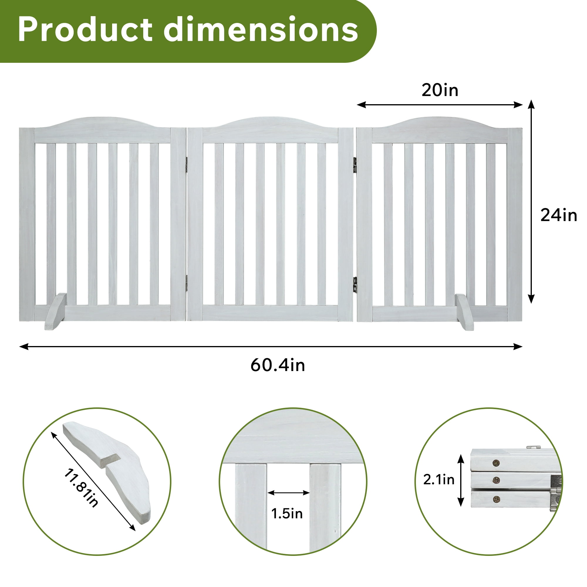 3-in-1 Wooden Pet Gate, Freestanding, Room Divider & Playpen, Z-Shape Support, Zero Assembly