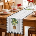 thumbnail image 5 of Summer Lemon Table Runner 72 Inches, Potted Plant Black Plaid Vintage Wood Bed Runner Dresser Scarves Tabletop for Indoor Outdoor Parties/Ceremony/Banquet, 16" x 72", 5 of 9