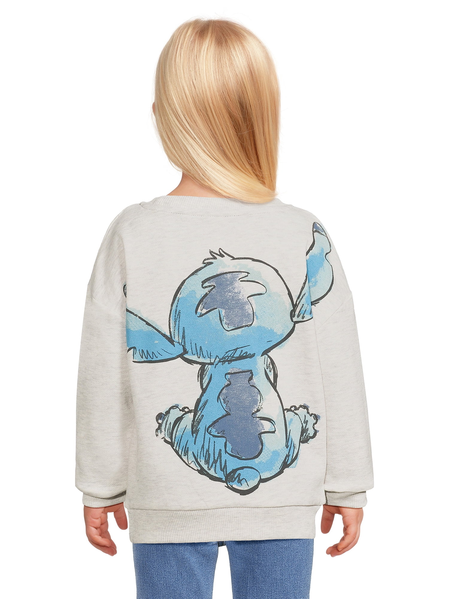 Stitch Toddler Girl Crewneck Sweatshirt - White Heathered - 12M - 5T Each