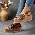thumbnail image 6 of Pandaie Womens Platform Wedge Sandals Leopard Cork Footbed Slingback Slip on Slides Open Toe Suede Summer Dressy Walking Shoes Brown Size 9, 6 of 8