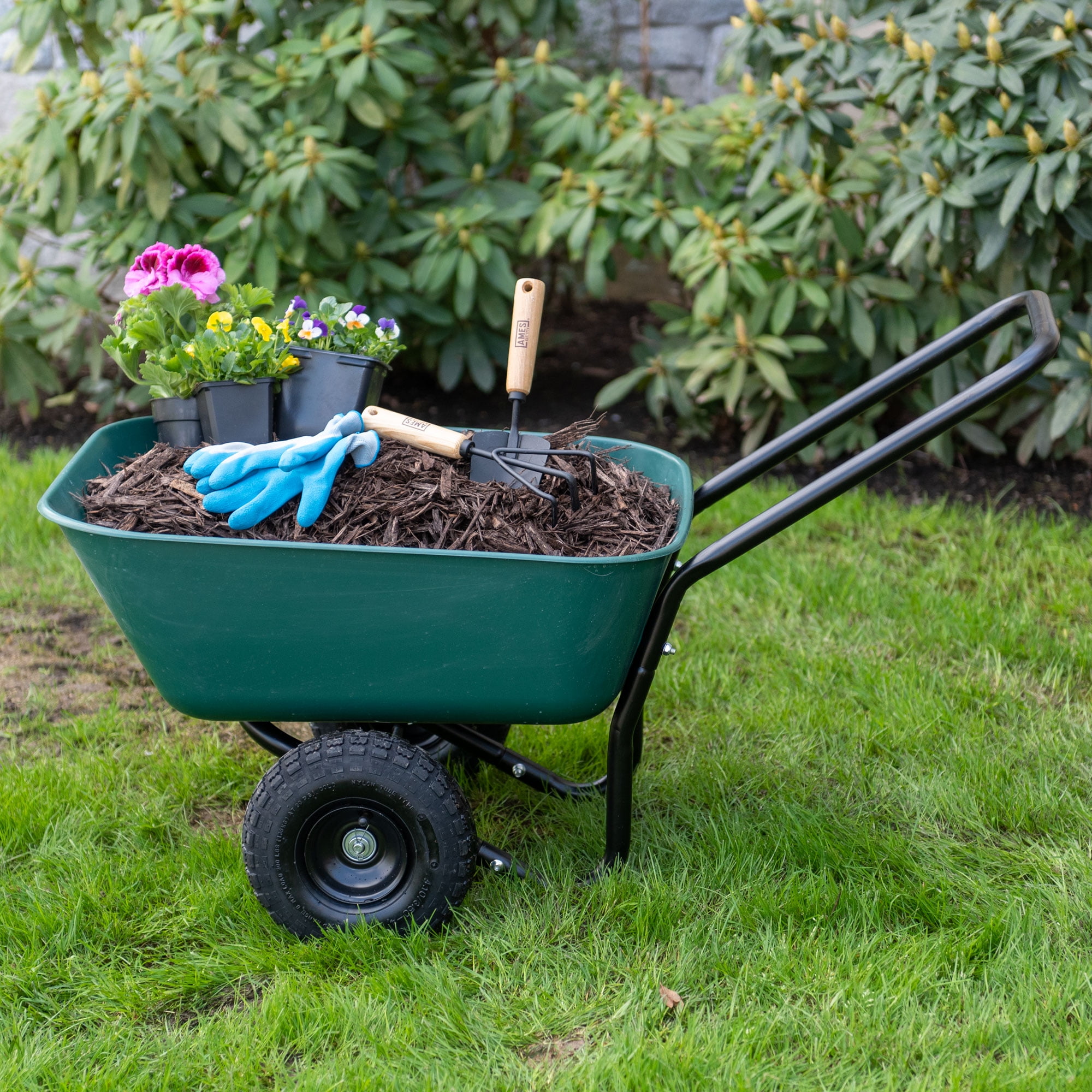 Dual-Wheel Wheelbarrow Garden Cart