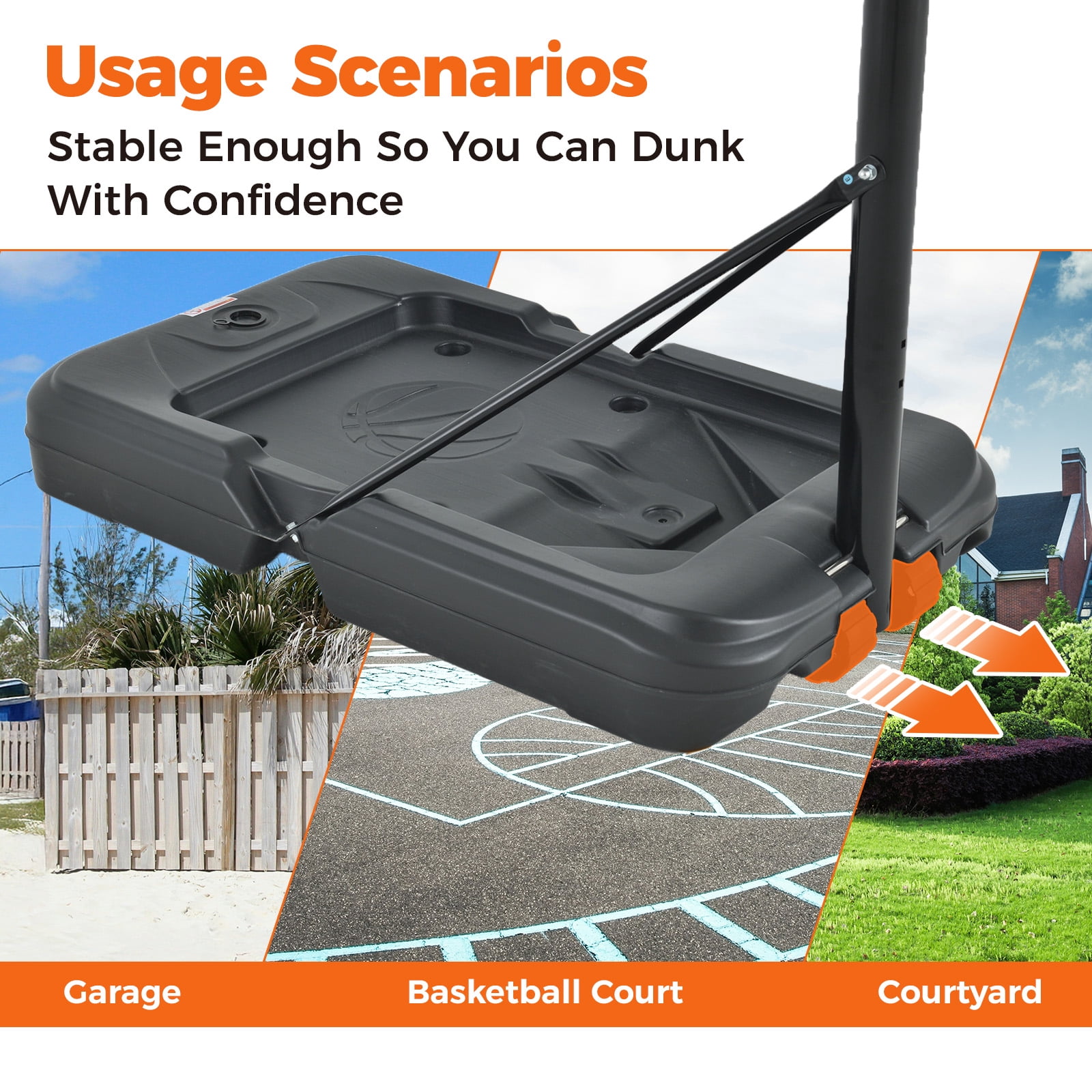 Anymay Portable Basketball Hoop Outdoor with 48in Polycarbonate Backboard，5.3-10FT Height Adjustable Basketball Hoop Goal System,Red
