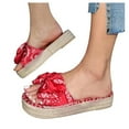thumbnail image 3 of Clearance VerPetridure Women's Sandals Summer Casual Slip-On Bow Flat Beach Open Toe Breathable Sandals Weave Shoes, 3 of 3
