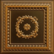 Dundee Deco's Rustic Antique Gold Traditional Glue Up/Drop In Ceiling Panels, 2 ft. X 2 ft. (4 sq ft.) each, Pack of 25