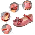 thumbnail image 6 of GiLiling Girls Mary Jane Dress Shoes, Sequin Upper with Rhinestone Bow, Hook-and-Loop Princess Flats for Party Dance Everyday Wear (Red, 3 Years), 6 of 8