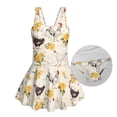 thumbnail image 5 of Xixirimido Roosters Yellow Roses Print Girls Swimsuit One Piece UPF 50+ Skirted Bathing Suit Modest Beach Swim Dress with Built-in Shorts for Kids, 8-9 Years, 5 of 7