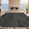 thumbnail image 2 of Design&I 8'x10' Washable Area Rug Black White Geometric Lines and Curves Design Elegant Contrast with Abstract for Dining Room, Large Office, Lounge, Snag-Free, 2 of 7