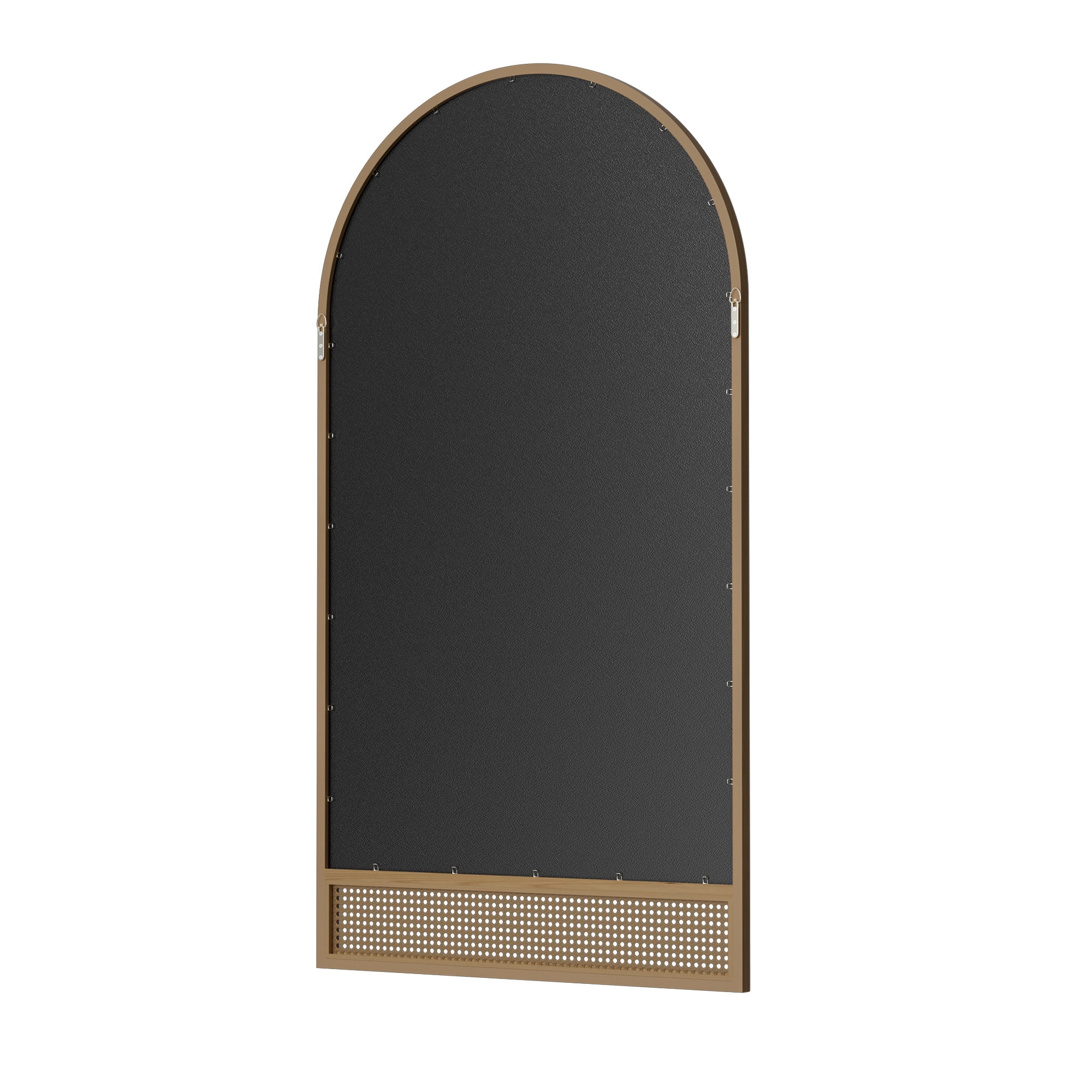 71"x37" Wood Rattan Wall Mirror Arched Mirror,Brown