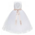 thumbnail image 2 of Ekidsbridal Girl Wedding Flower Girl Dress - White Heart Cutout Floral Lace with Rhinestone Sash 172R3-A (Size: 2-14), 2 of 3
